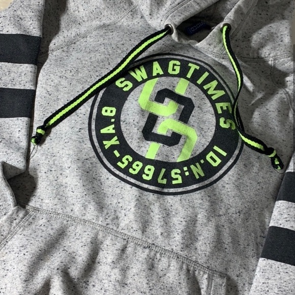 Divided H&M Hooded Grey neon Swagger Sweatshirt large - Picture 3 of 7